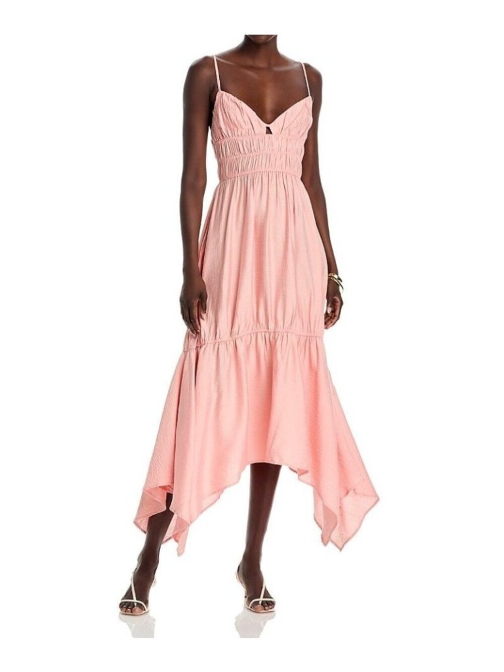 NWT Steve Madden Jackie Peach Handkerchief-Hem Midi Dress XS MSRP $119